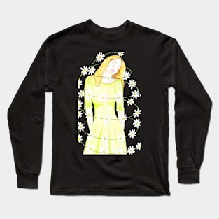 Dancing with the Daisies- Blue Long Sleeve T-Shirt